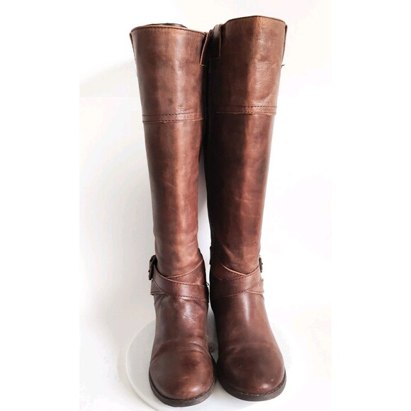 Marc Fisher Knee High Tall Riding Boots Size 5 Brown Vegan Faux Leather Preppy - Picture 8 of 15